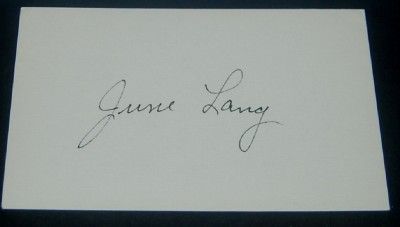 Actress June Lang Signed Card Great Print D 2005