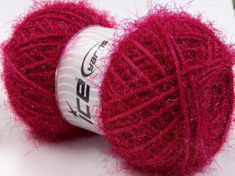 400 GR Ice Jumbo Sparkle Knitting Yarn Burgundy