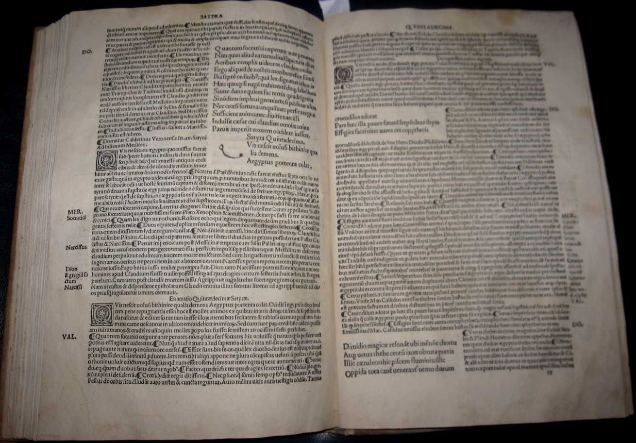 1496 Incunabula Juvenal Satires Commentary by Valla Calderinus Merula