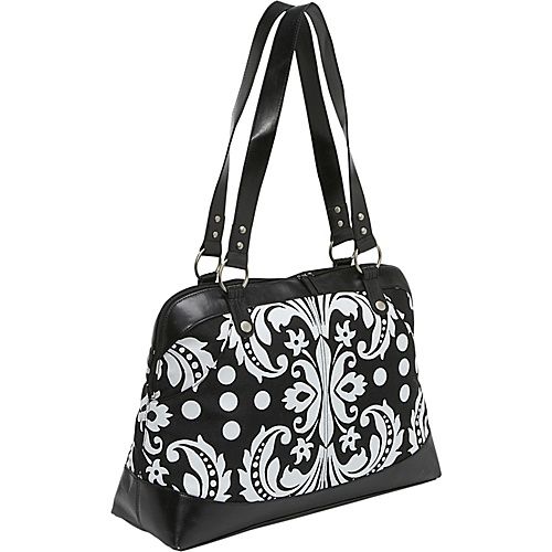 Kailo Chic Laptop Satchel Black and White Damask