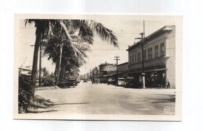 Hawaiian Islands RPPC Postcard Kahului Maui Street Stores Cars