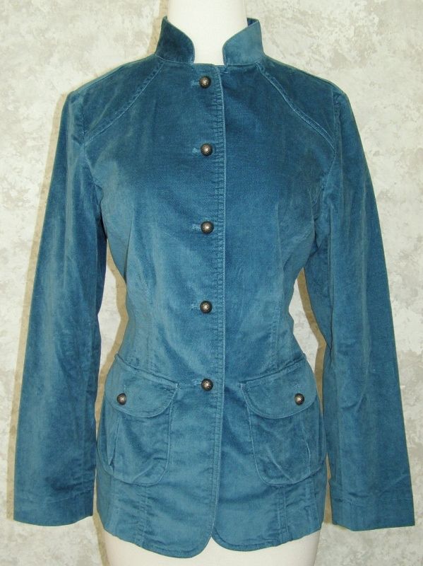 Jill Egypt Blue Teal Stretch Velvet Jacket 2 New Fitted Winter Fall