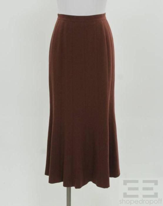 Karl Lagerfeld Maroon Wool Seamed A Line Skirt Size 36