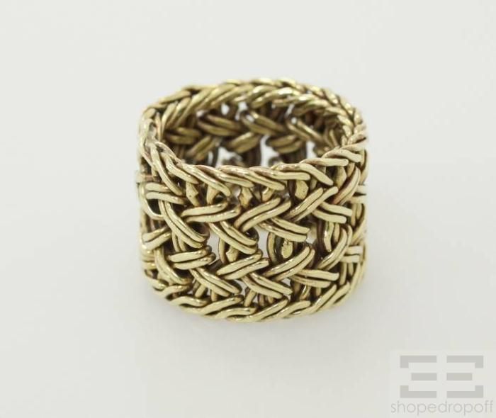 Karen London Flat Weave Braided Brass Trinity Ring Size 6