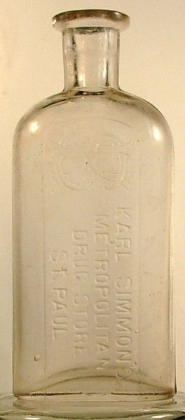 Karl Simmons Metropolitan Drug Store St Paul MN Bottle 1800S