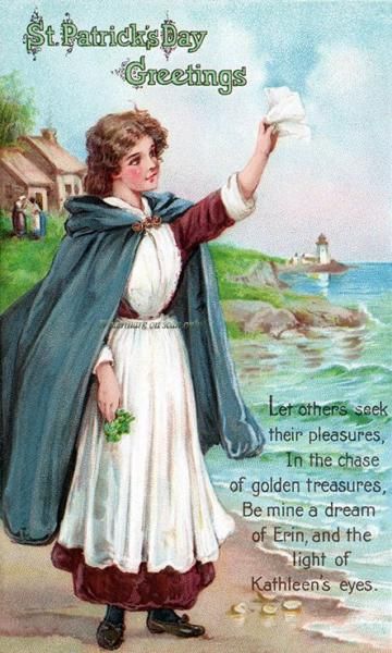 Brundage St Patricks Day Repro Greeting Card Irish Kathleen