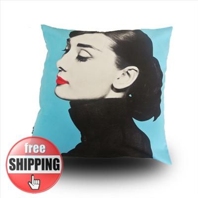 MODERN BLUE PRINT Audrey Hepburn PICTURE POP ART PILLOW CASE CUSHION
