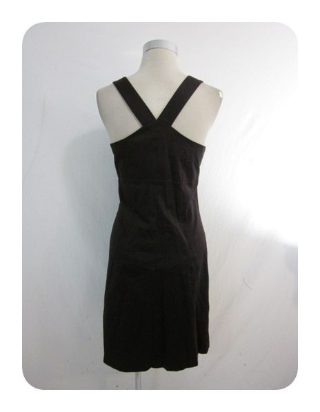 Directions Espresso Brown Stretch Cotton Keyhole Sheath Dress 6 $86