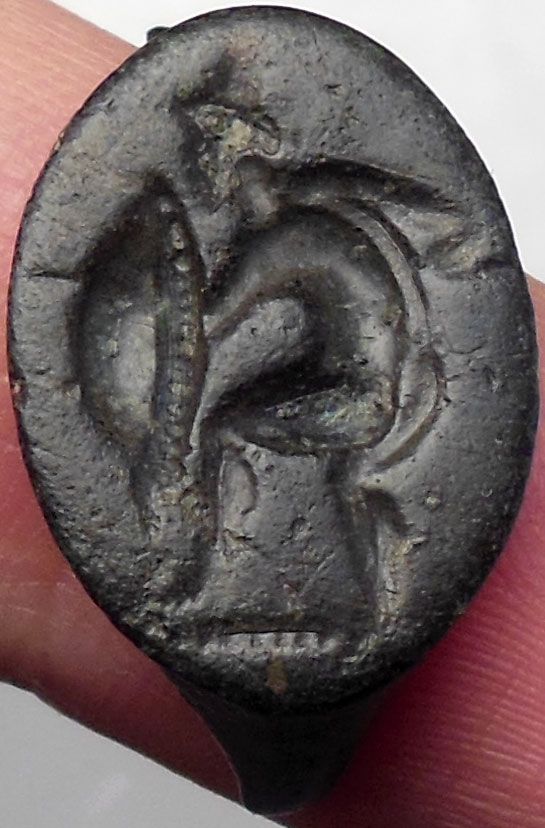 Ancient GREEK 2ndCentury BC Ring Artifact with WARRIOR Thessaly Kieron