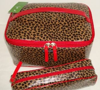 Kate Spade Colin Killington Leopard 2 PC Cosmetic Travel Makeup Case