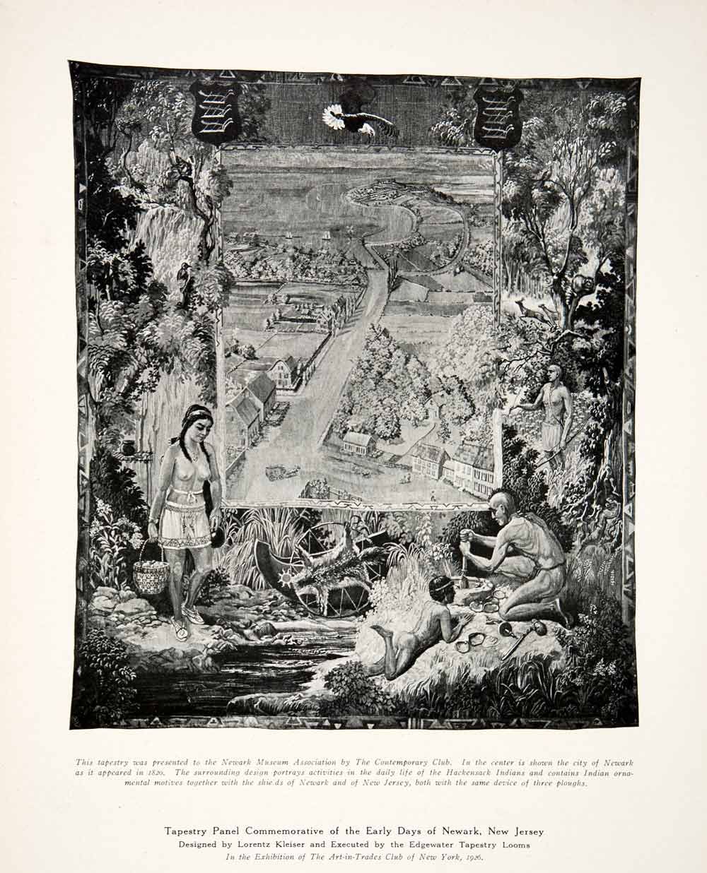 Hackensack Indian Tapestry Scene Newark New Jersey Lorentz Kleiser