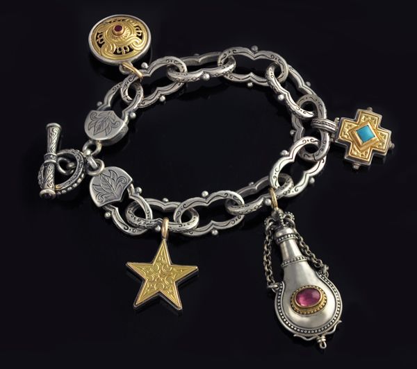 Konstantino Sterling Silver 18K Stone Charm Bracelet