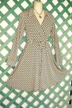 La Belle Earthy Dot Surplice Dress L Career Wedding Church Party