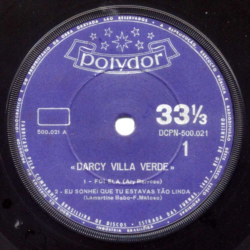 Felicidade Darcy Villa Verde Debut 1962 EP Bossa EX