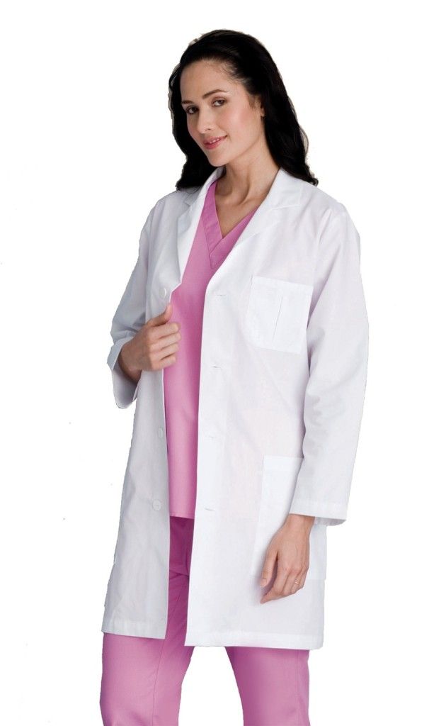 72906 36 Womens Knee Length Pleated Pocket Lab Coat XS 2XL