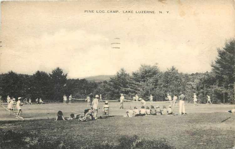 Lake Luzerne New York Pine Log Camp Tennis Court Matches Sepia Artvue