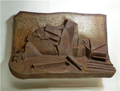 ABSTRACT sculpture wall hanging art rusty landscape * free US shipping