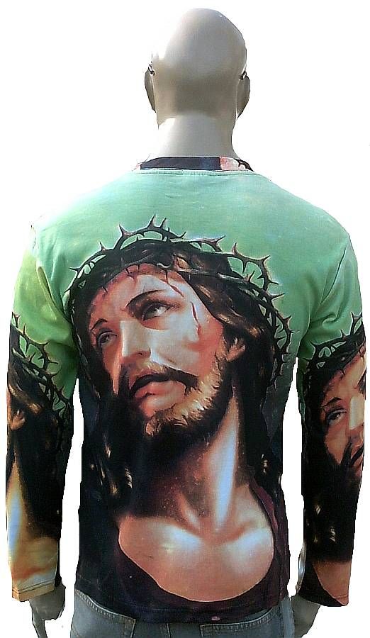 Jesus Christ Thorns Crown Holy Tattoo Rock Super Star Long Sleeved T