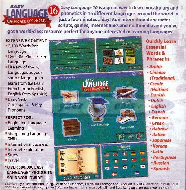 Learn to Speak Latin 15 Addl Languages Tutorial New PC XP Vista Win 7