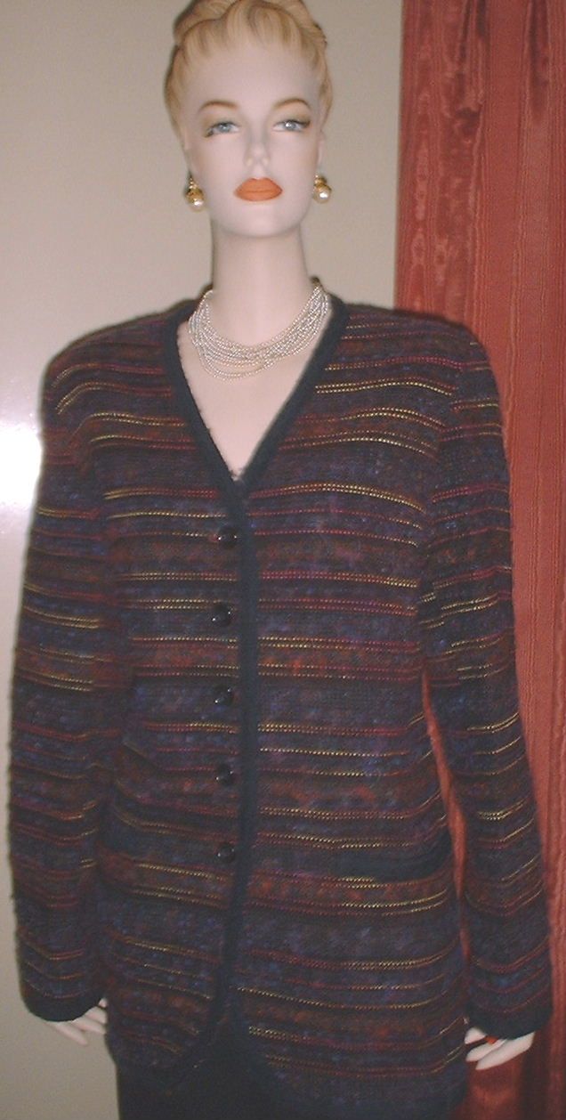 Laura Ashley Burgundy Lavender Boucle Jacket Sz 12