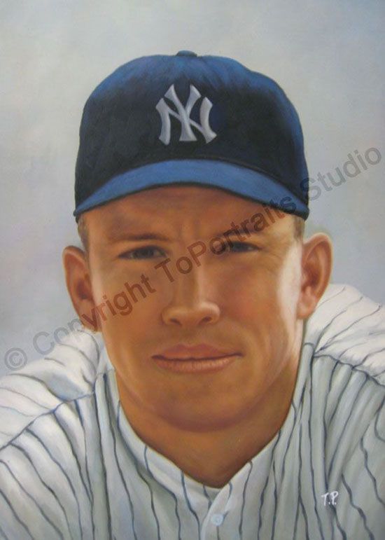 Mickey Mantle New York Yankees Canvas Card Oil Portrait