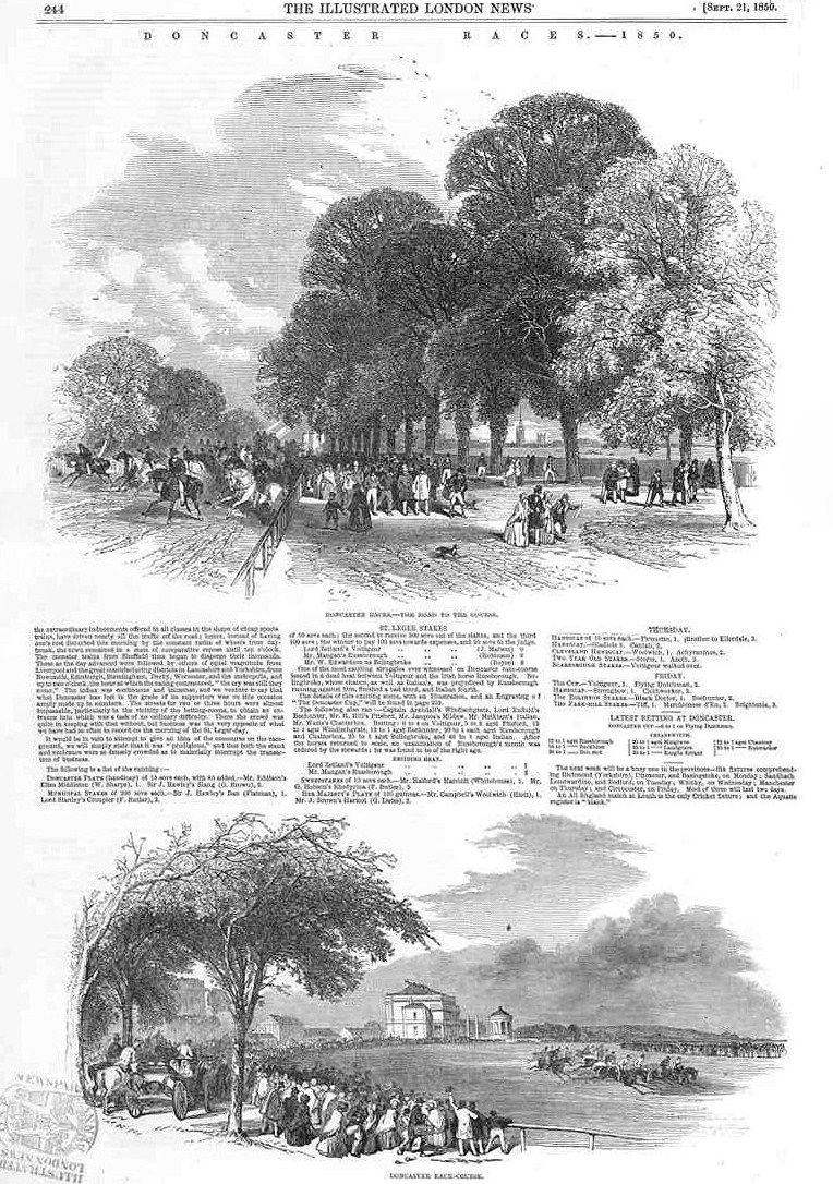 Yorks Doncaster St Ledger Horse Racing Old Views 1850