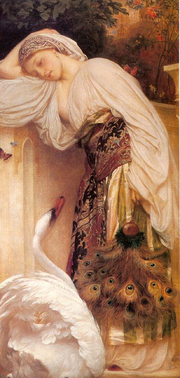 Odalisque Girl GOOSE Swans Leighton Paper Repro Small