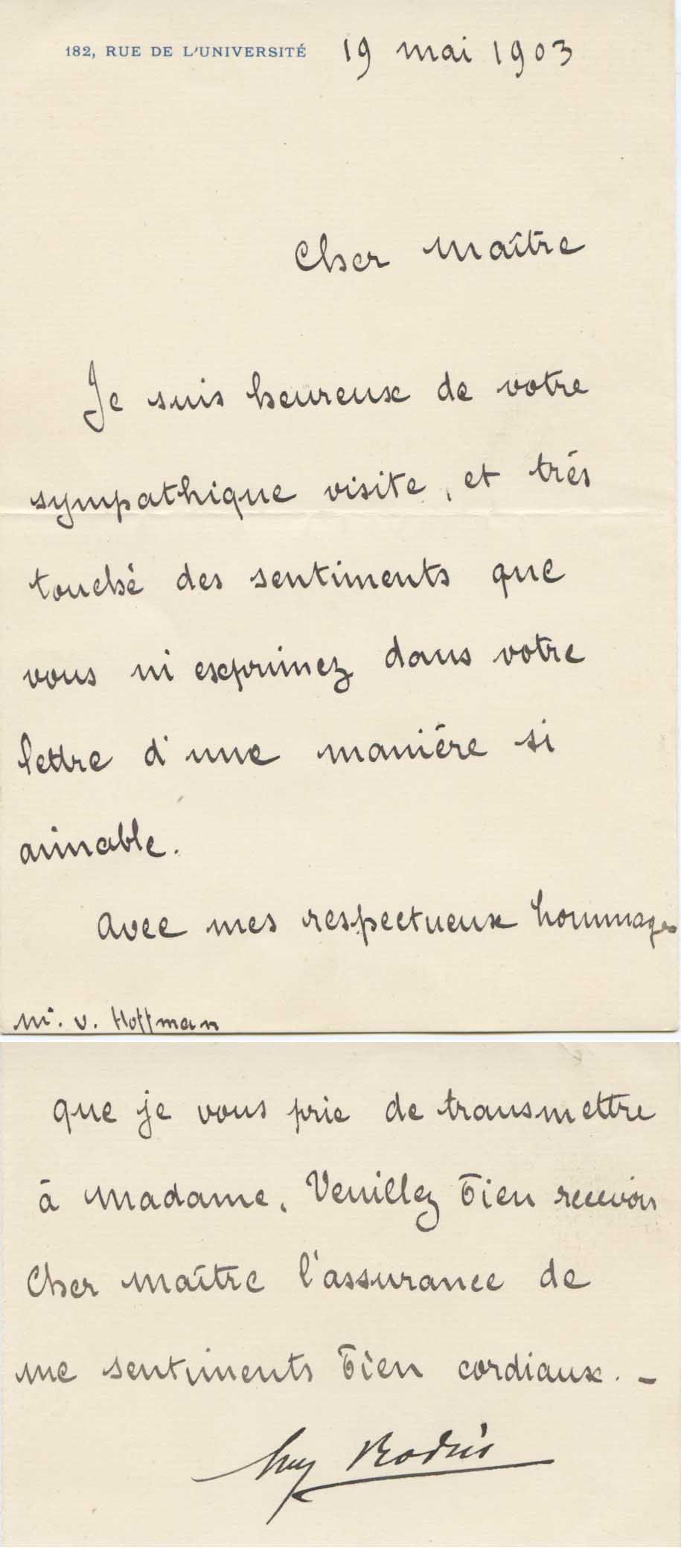 Auguste Rodin Autograph French Sculptor Signed Letter