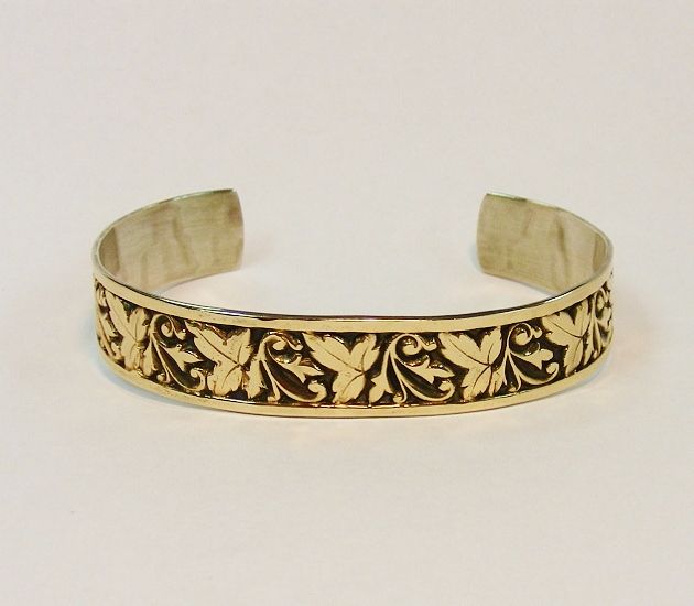 14k Yellow Gold Sterling Silver Ed Levin Designer Cuff Bracelet