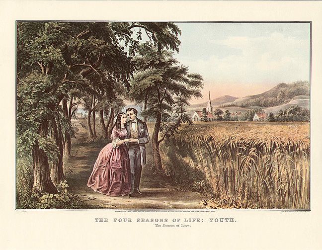 Currier Ives Vintage Print Four Seasons of Life Youth