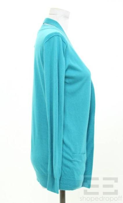 Phillip Lim Teal Blue Silk Cashmere Cardigan Size Small