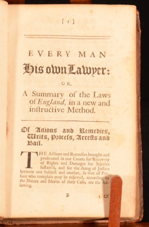 1757 Every Man His Own Lawyer or A Summary of The Laws of England by