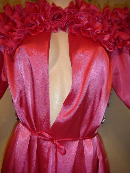 Vintage Lucie Ann Robe Nightgown Satin RARE Couture Pink Gown Lingerie