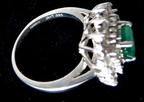 New Franklin Mint Sz 10 14k White Gold Ring 1 Emerald 4 Diamond 24 Wht