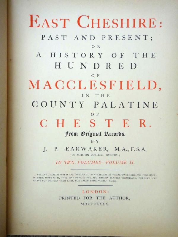 Cheshire England History Macclesfield Palentine Chester ★