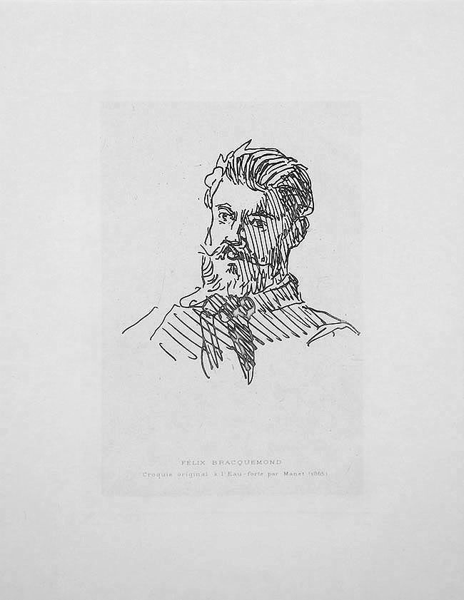 Manet Edouard Portrait of Félix Bracquémond Pen Process Etching 1865