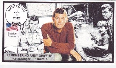 JVC CACHETS   REMEMBERING ANDY GRIFFITH ACTOR MOURING/EVENT COVER