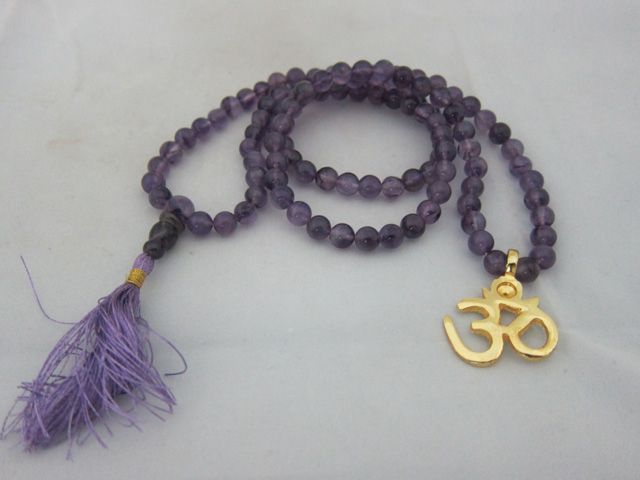 Amethyst Full Rosary Mala Spiritual Yoga Meditation Japamala 108 1OM