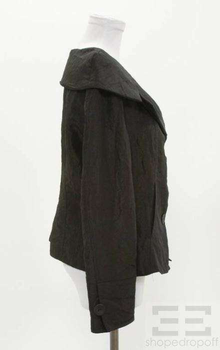 Sonja Marohn Black Crinkled Button Front Jacket Size US 10