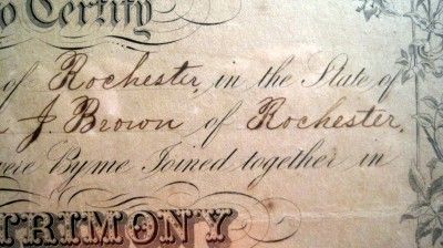 Marriage Certificate J Milton French & Martha J Brown Rochester NY