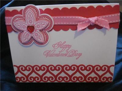 Valentines Day Card Stampin Up Red Hearts Martha Stewart EK Punch