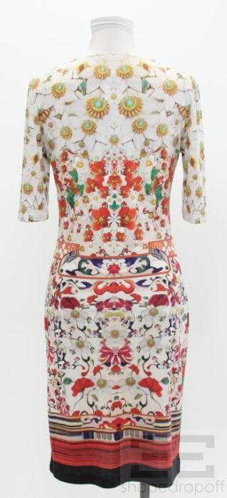 Mary Katrantzou Multi Color Floral Print Half Sleeve Dress Size Medium