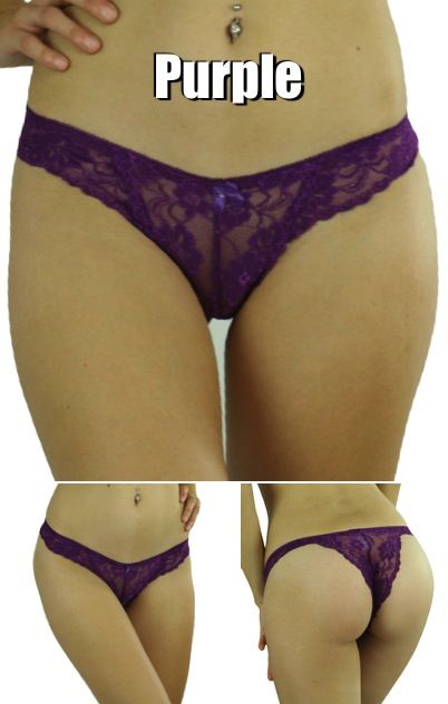 Sheer Lace Waist Brazilian Tanga Thong Panty Underwear Bikini