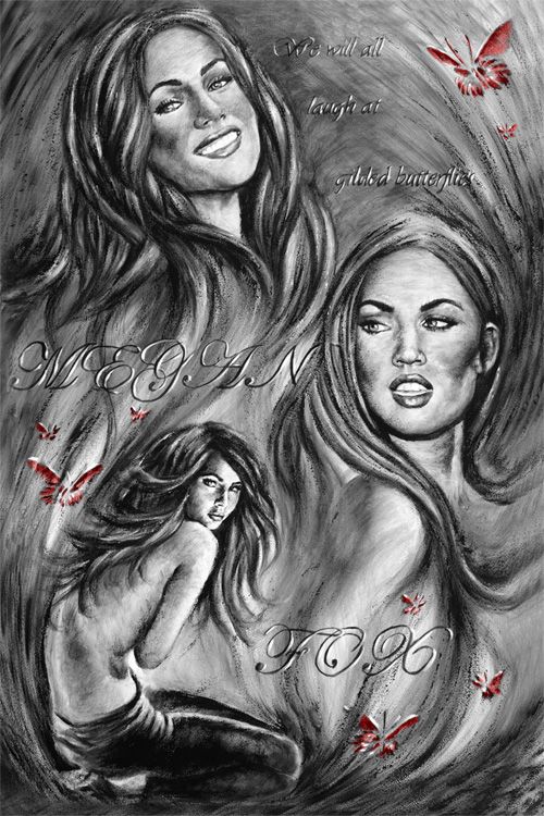 Megan Fox Sexy Signed Art Painting Paper 24X36