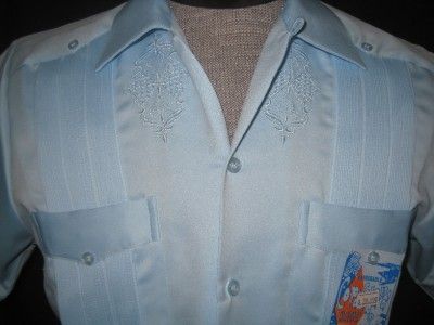 Original Mexican Lt Blue Guayabera Casual Dress Wedding