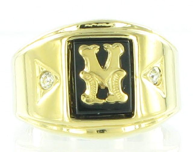 Ring Mens Black Onyx Initial Signet Gold GE M Sz 12