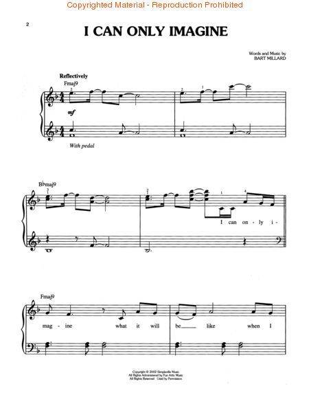 MercyMe I Can Only Imagine Easy Piano Sheet Music