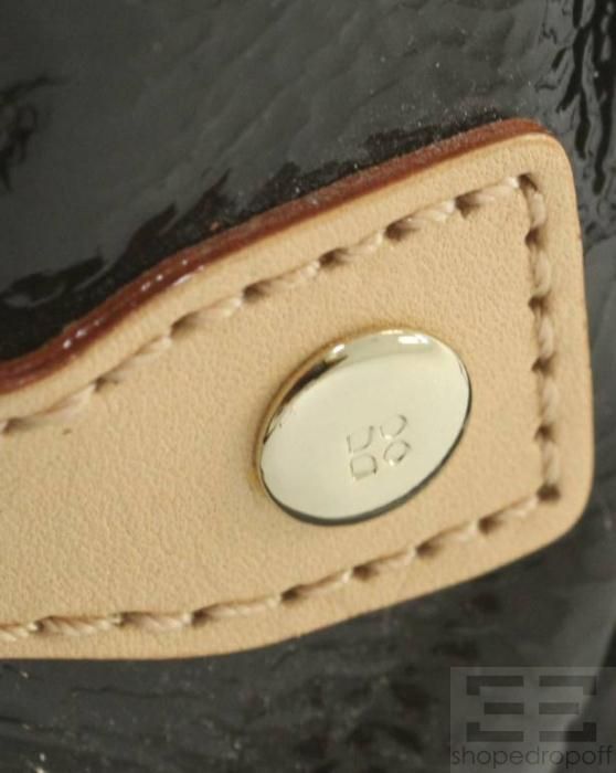 Black Patent & Beige Leather Trim Meribel Small Stevie Shoulder Bag