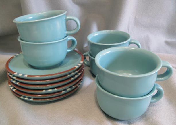 Dansk Mesa Turquiose Cups and Saucers Six