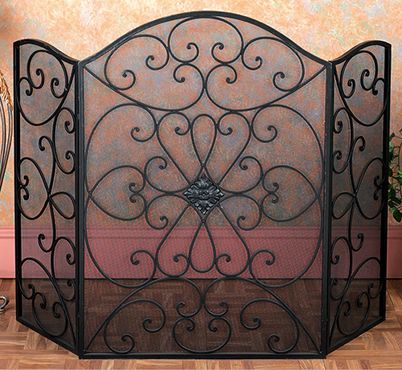 Fireplace Screen Halen 3 Pieces 50 Mesh Scroll